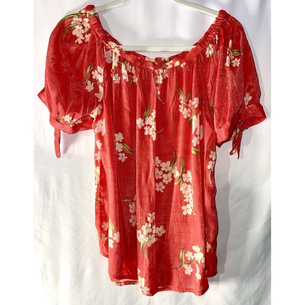 harve’ bernard Shirt Pull Over Floral Tie Sleeves Women’s Size L